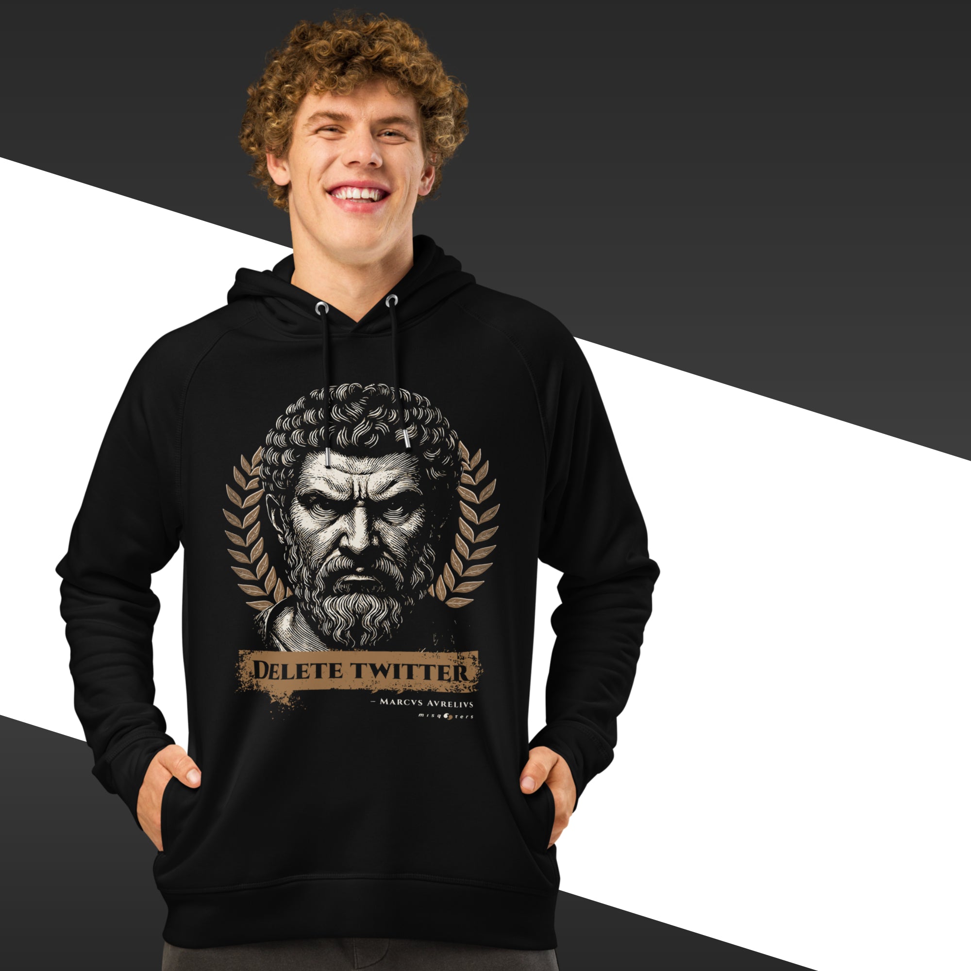 Delete Twitter (Night Ed.) — Marcus Aurelius | Organic hoodie