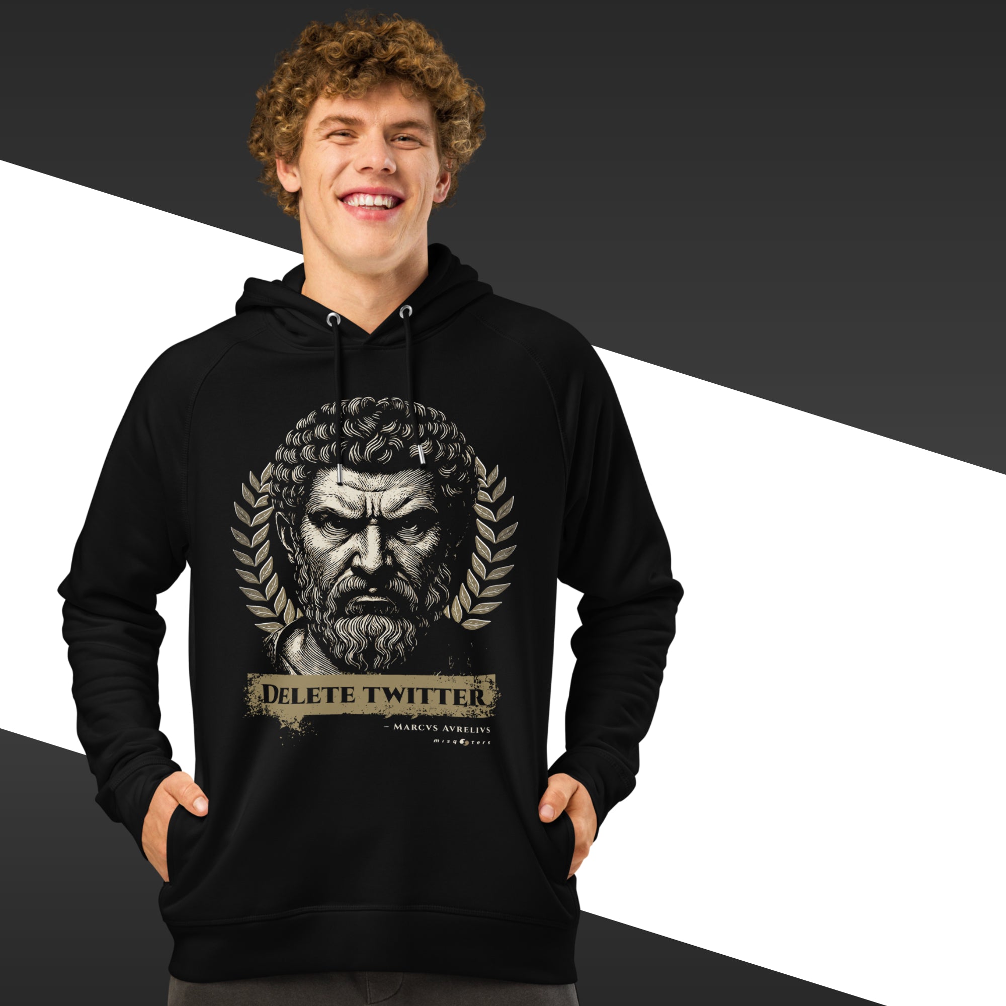 Delete Twitter (Night Ed.) — Marcus Aurelius | Organic hoodie