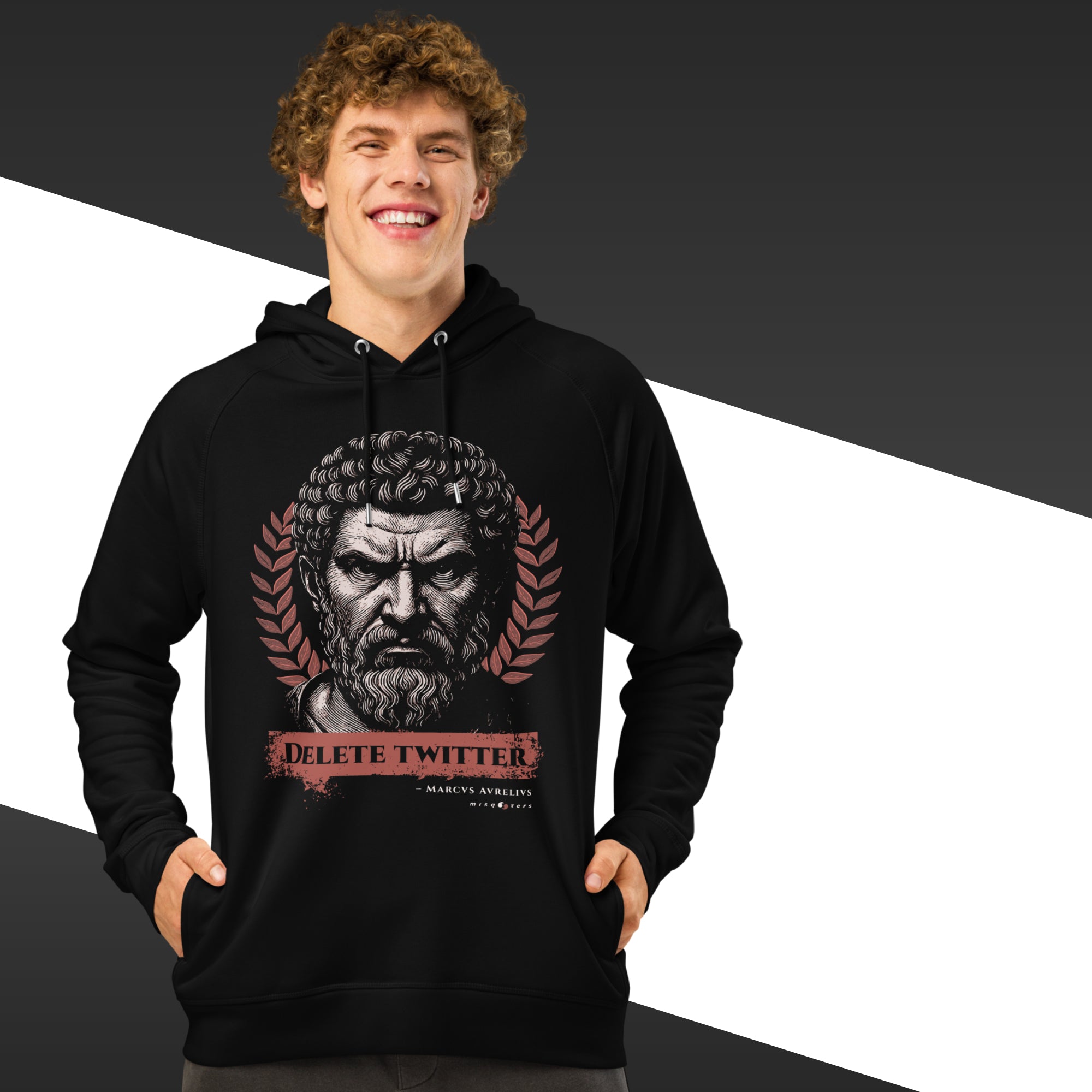 Delete Twitter (Night Ed.) — Marcus Aurelius | Organic hoodie