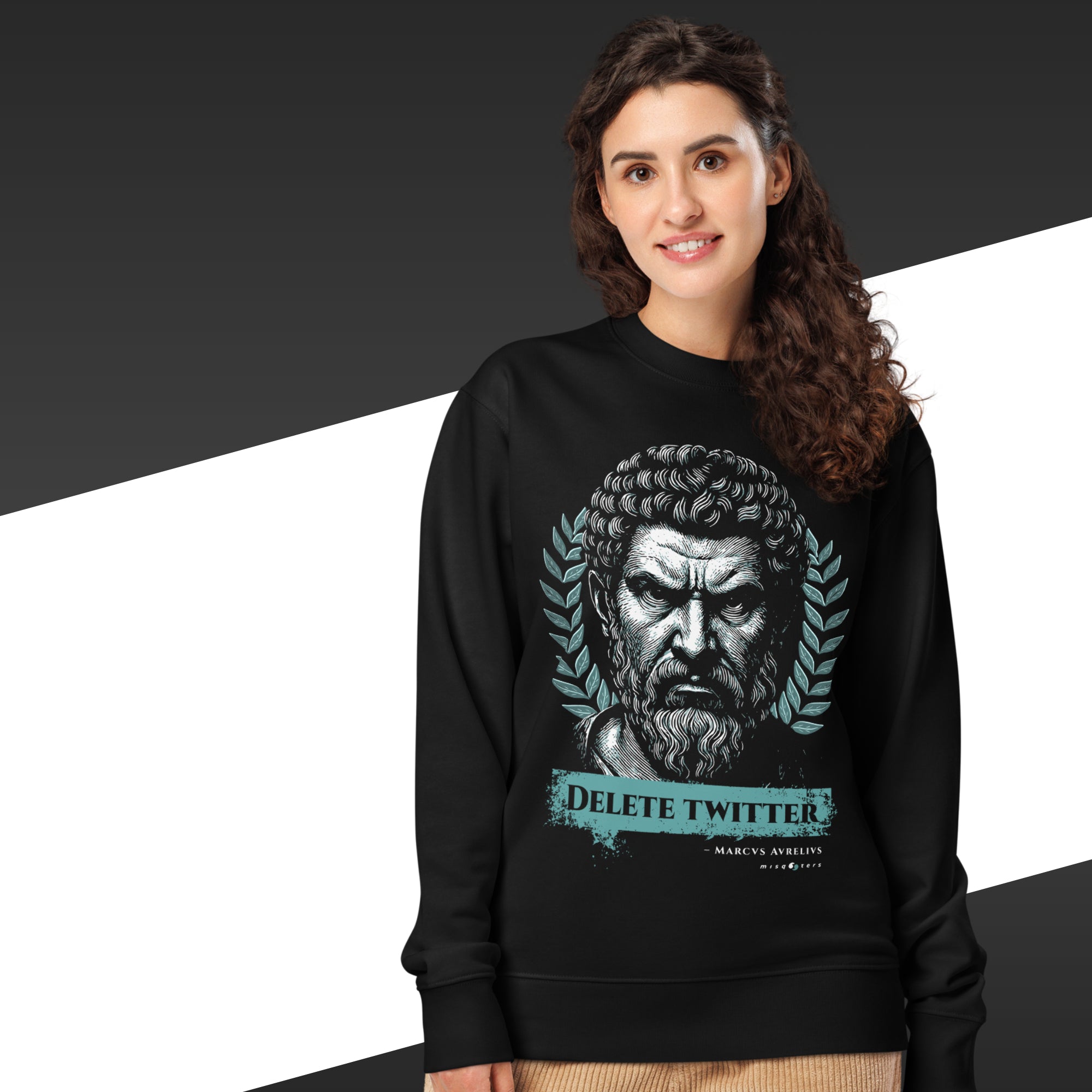 Delete Twitter (Night ed.) — Marcus Aurelius | Organic sweatshirt