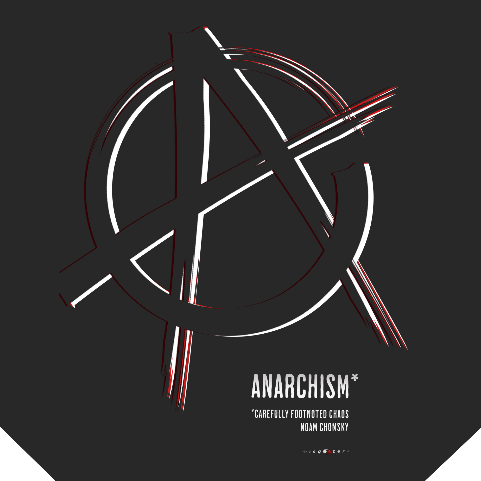 Anarchism symbol with text on a black background