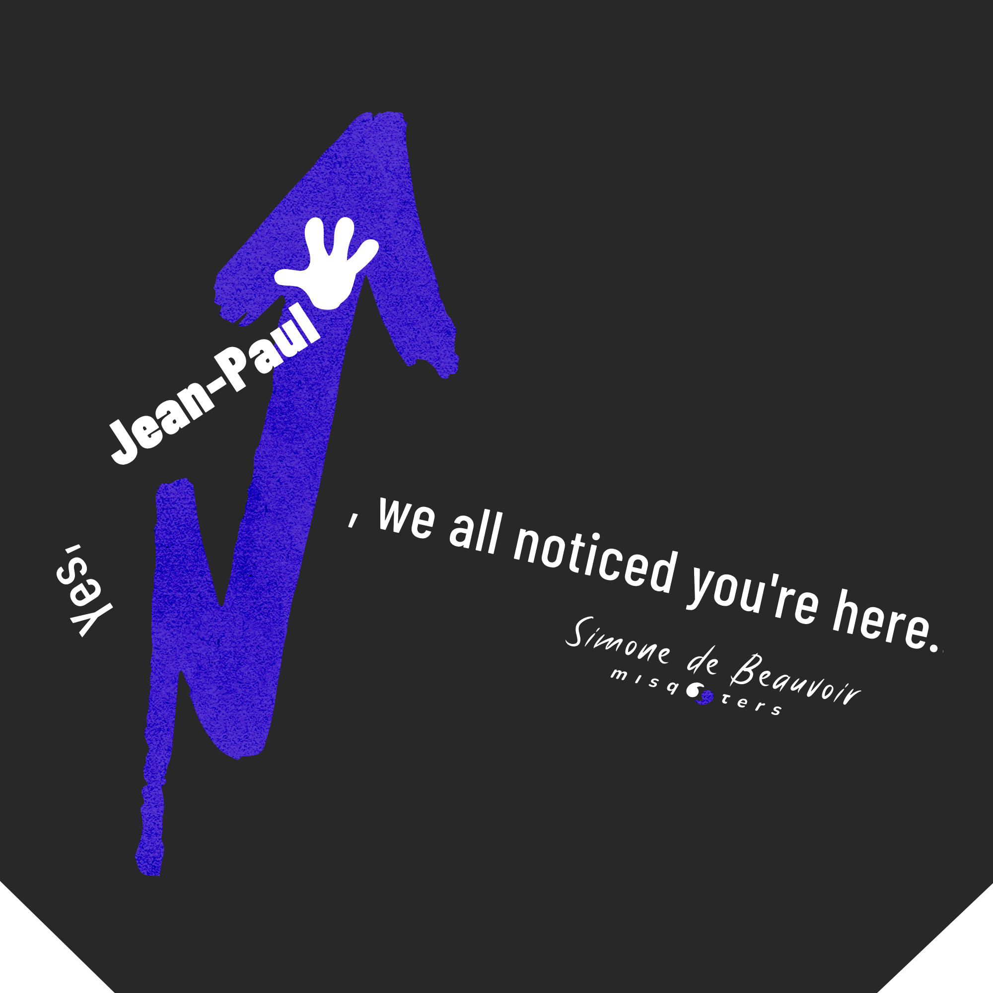 Black background with blue arrows and white text on a white border