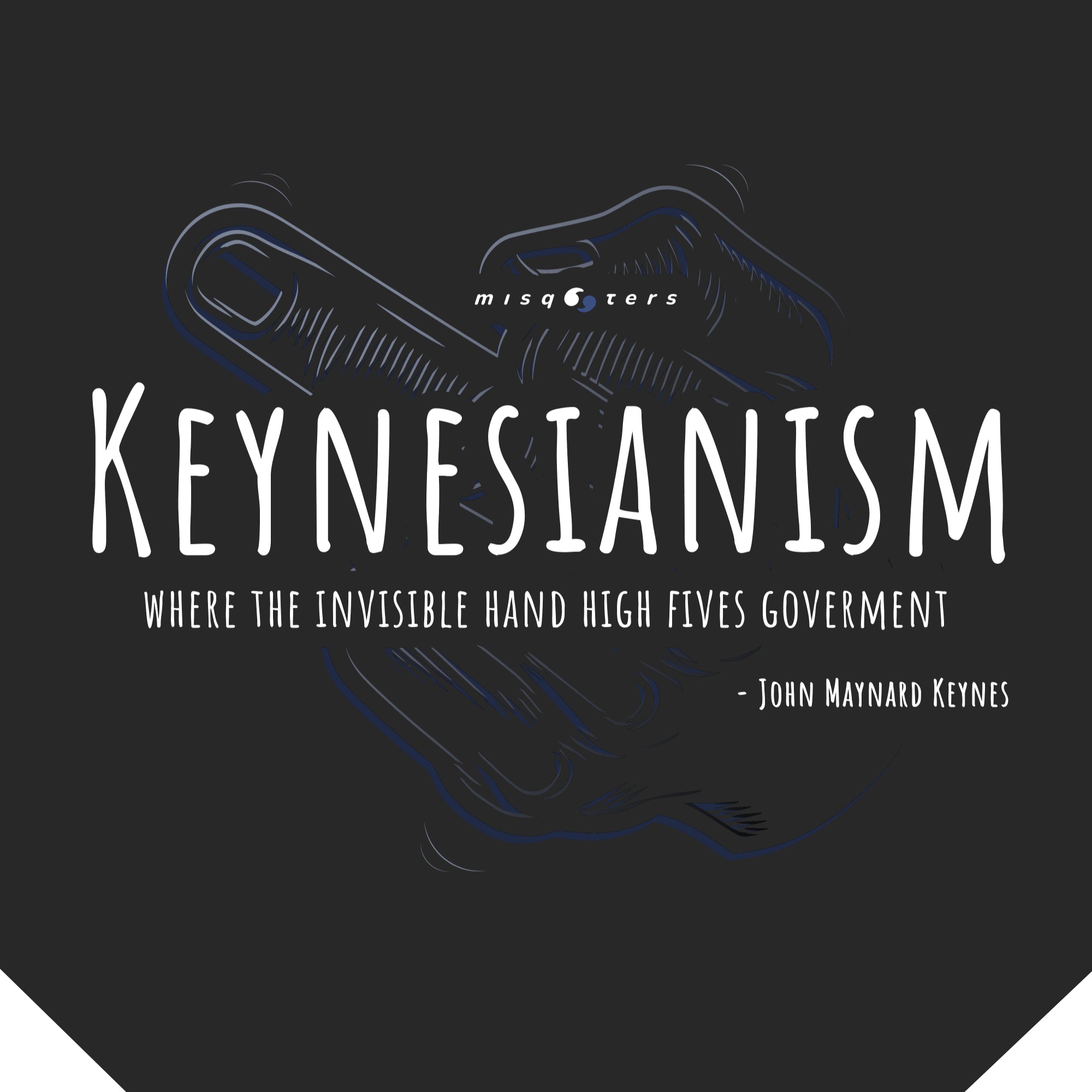 Zoom on a t-shirt design of a misquote from Keynes