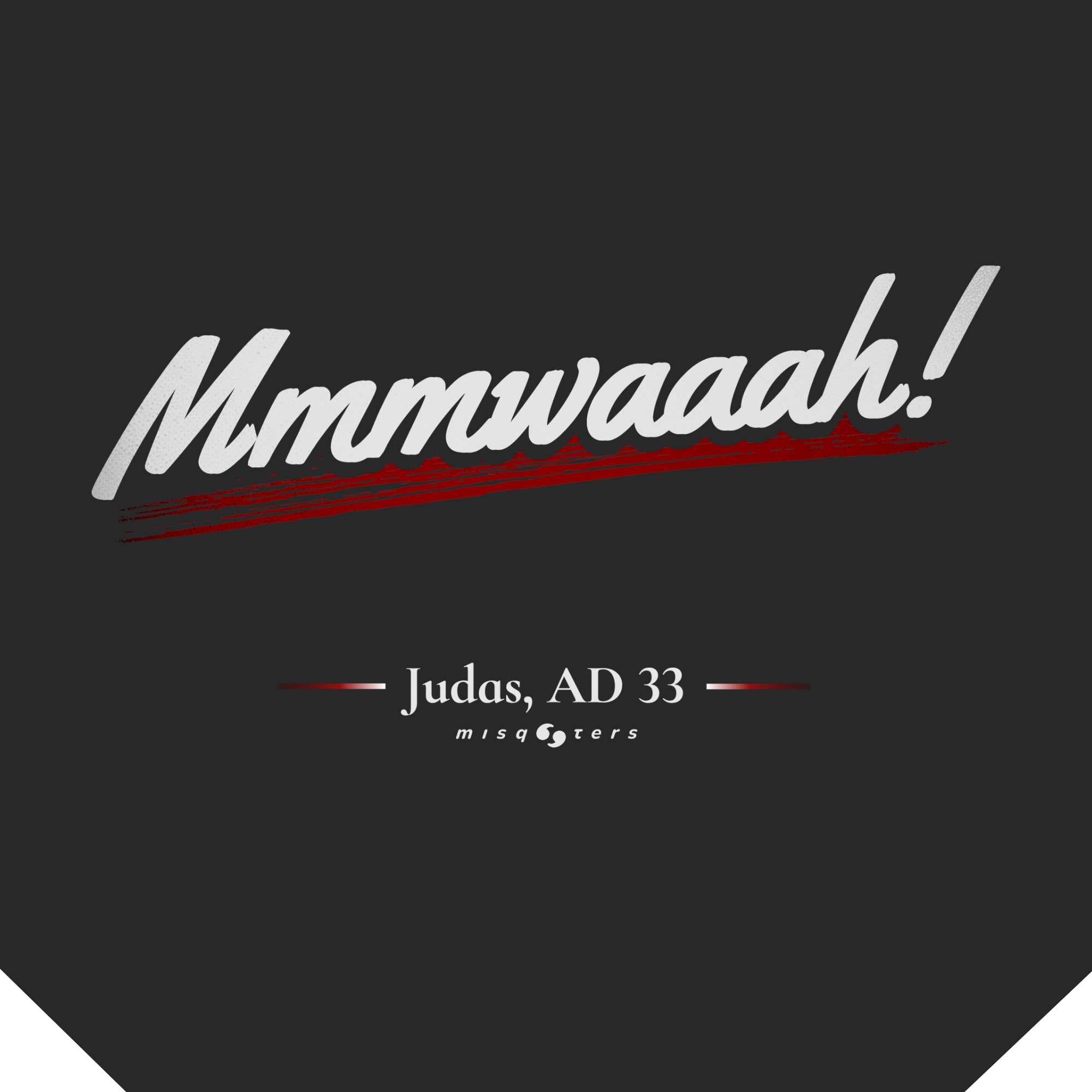 Mmmwaaah! - Judas | Classic tee - zoomed detail of mmmwaaah judas black red t-shirt design