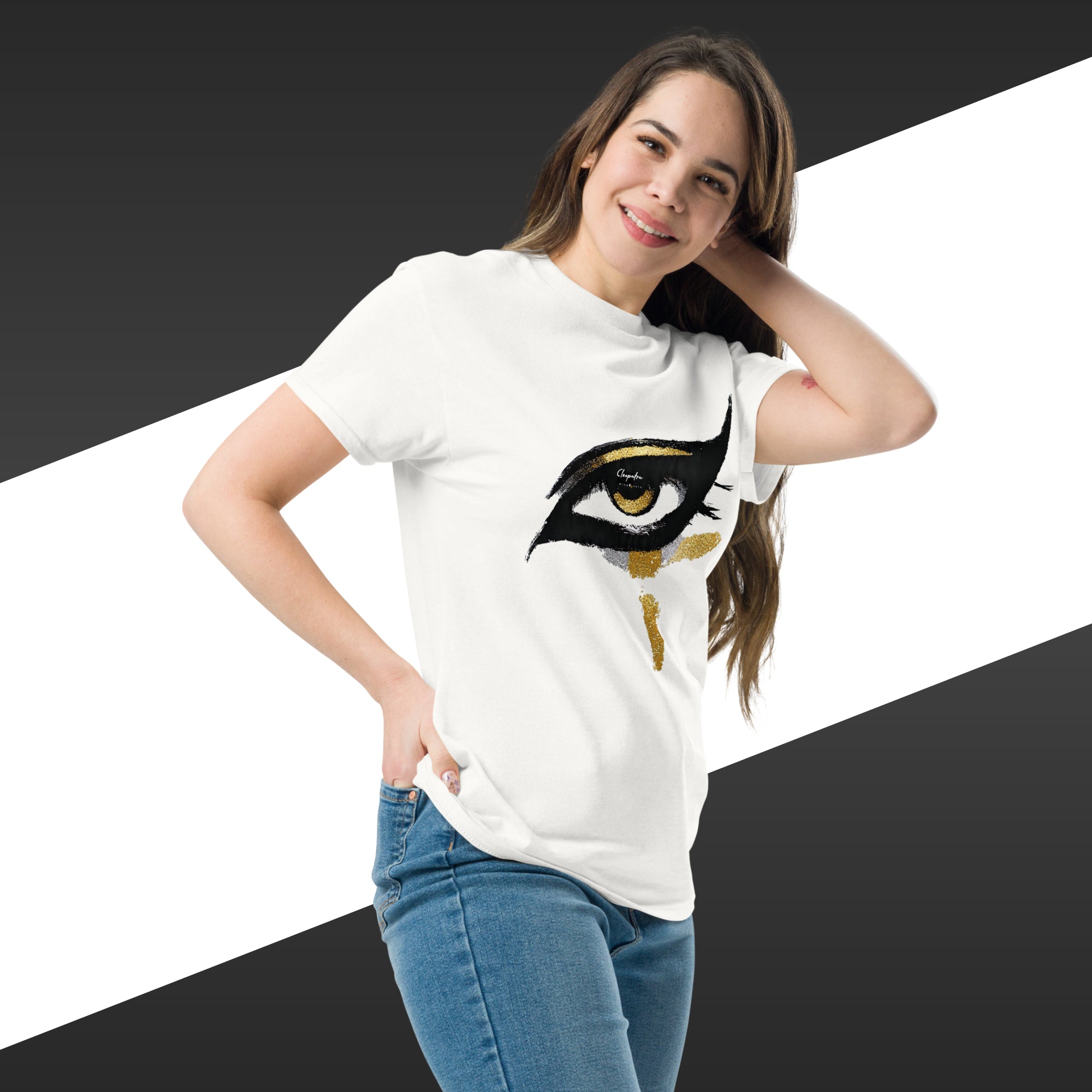 Nileiner - Cleopatra | Classic tee - black t-shirt mockup on female model