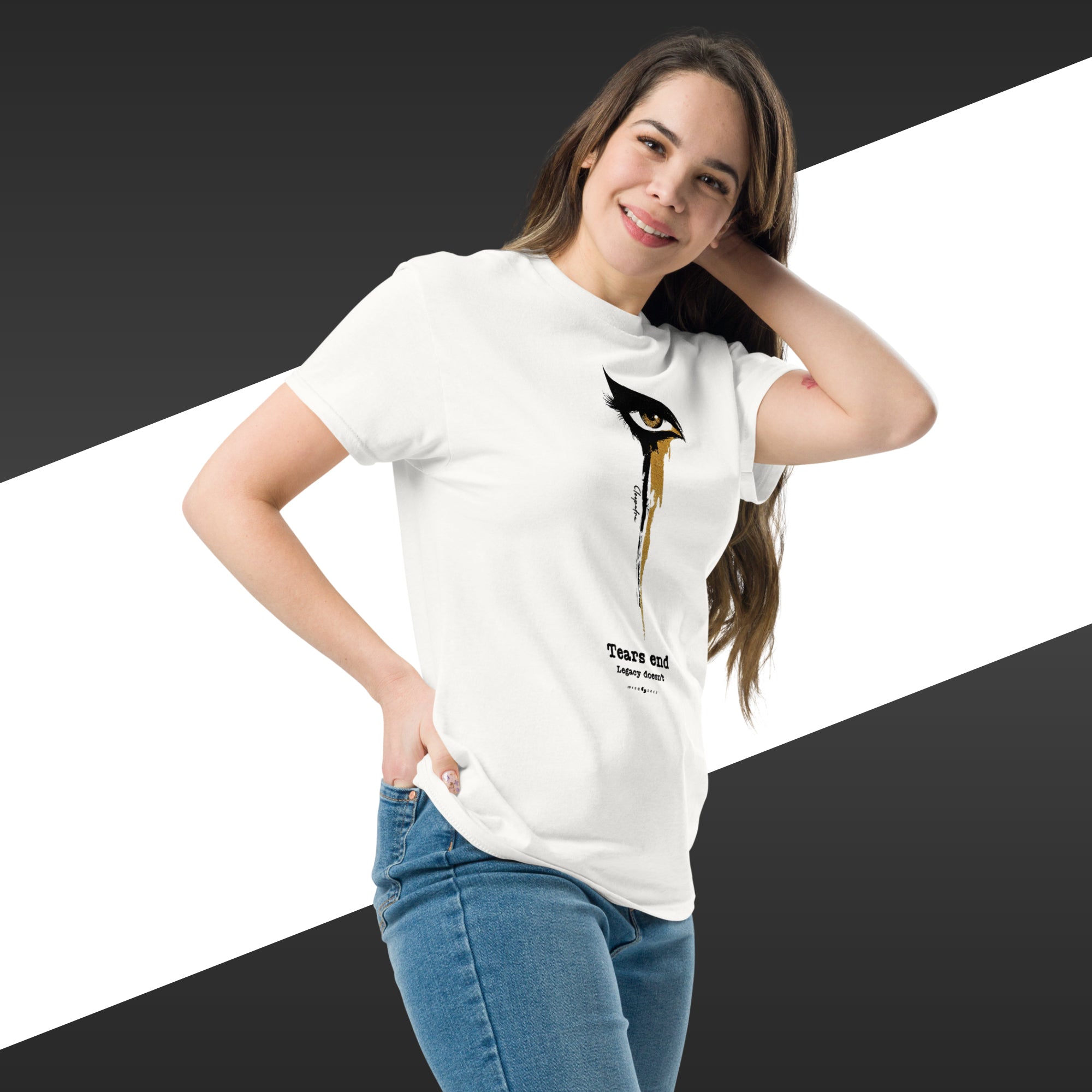 Tears end - Cleopatra | Classic tee - black t-shirt mockup on female model