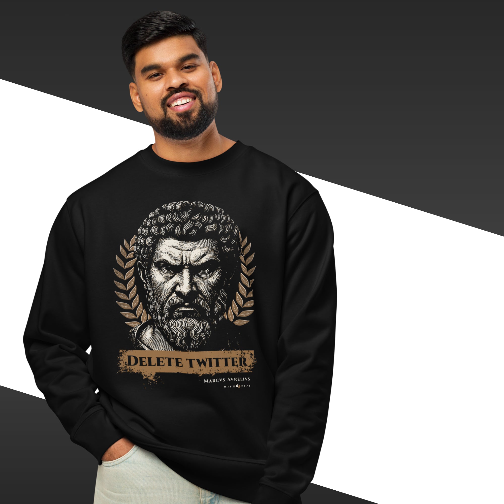 Delete Twitter (Night ed.) — Marcus Aurelius | Organic sweatshirt