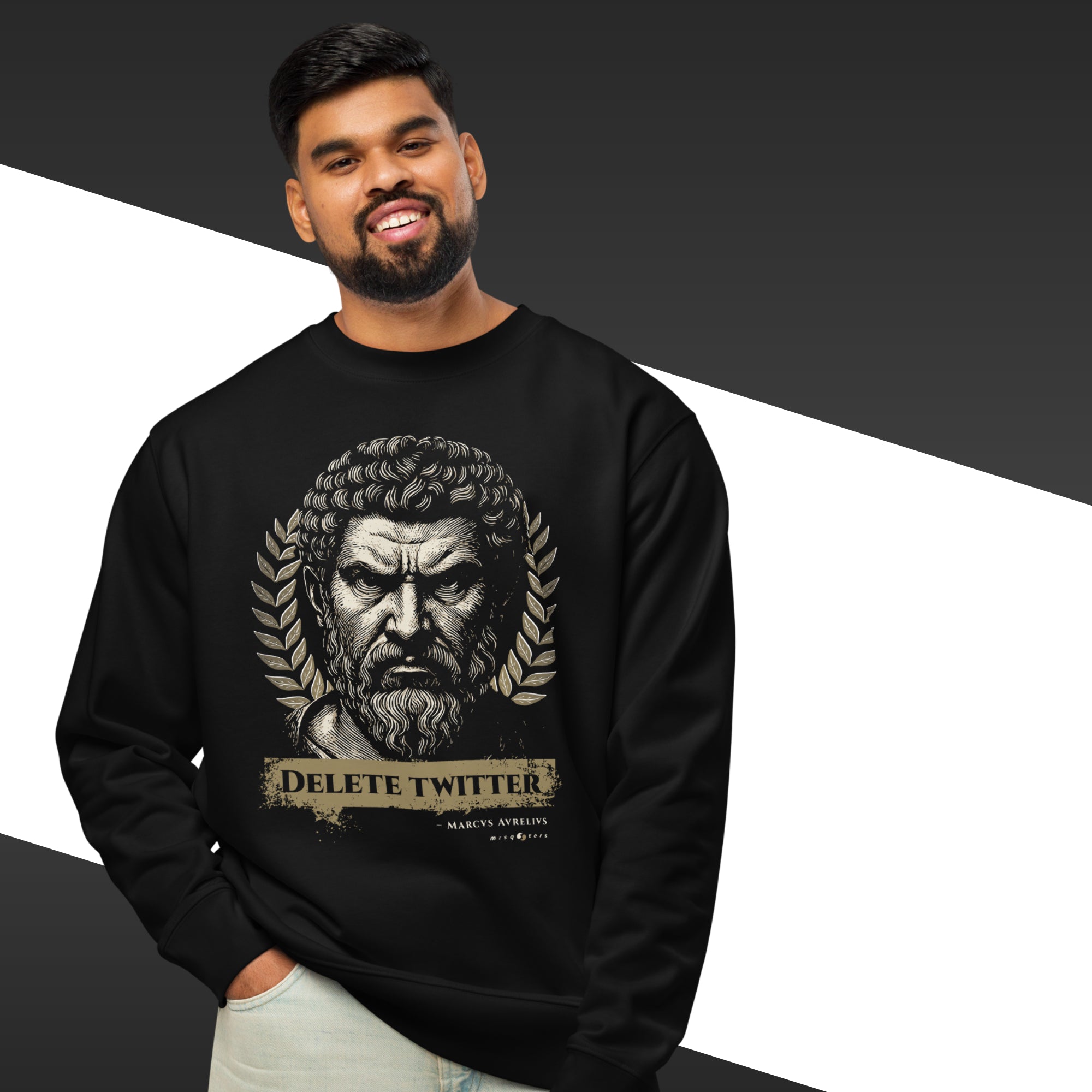 Delete Twitter (Night ed.) — Marcus Aurelius | Organic sweatshirt