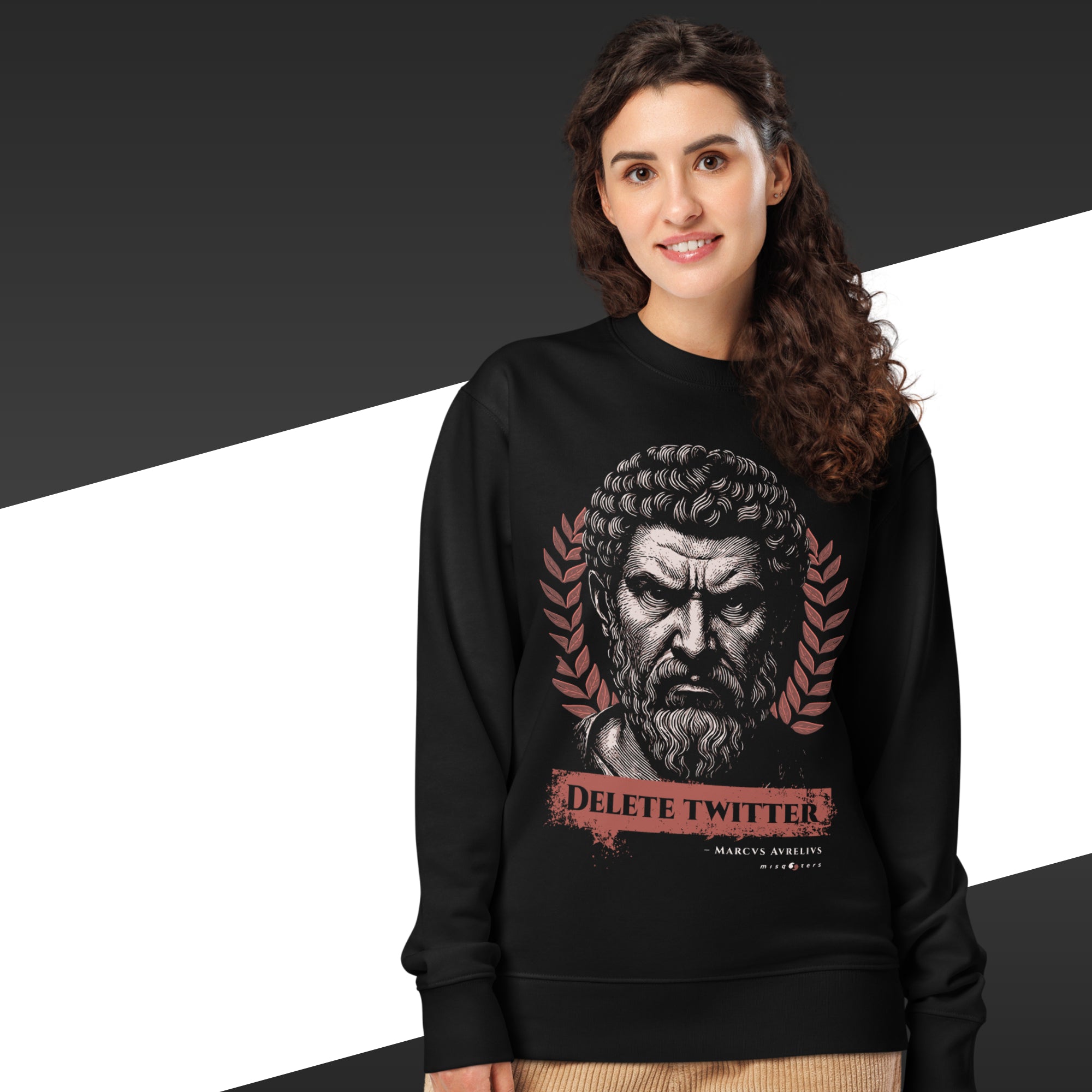 Delete Twitter (Night ed.) — Marcus Aurelius | Organic sweatshirt