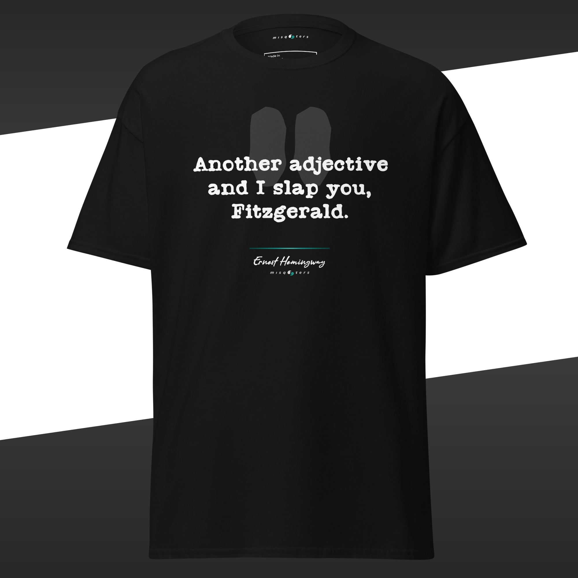 Adjectives - Ernest Hemingway | Classic tee - black t-shirt flat mockup