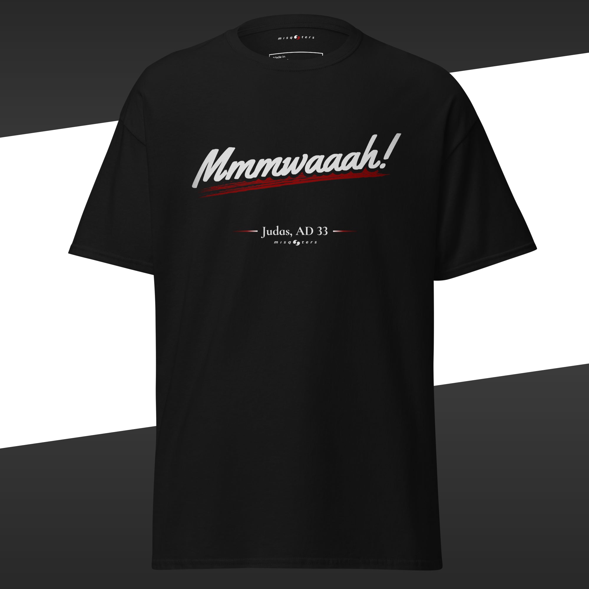 Mmmwaaah! - Judas | Classic tee - mmmwaaah judas black red t-shirt flat mockup