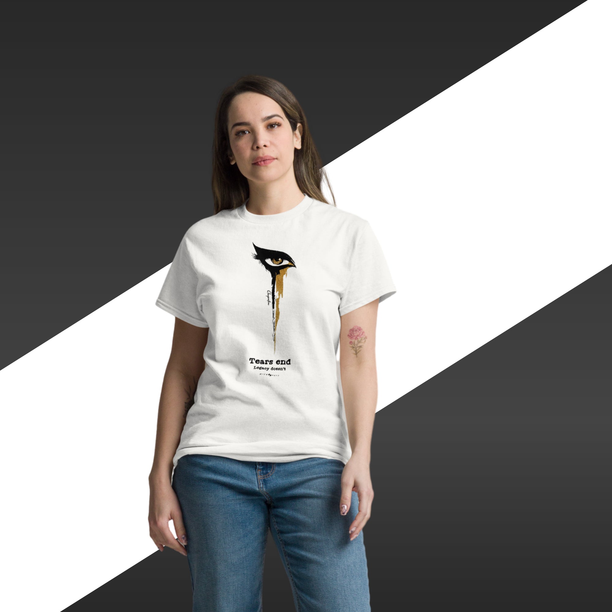 Tears end - Cleopatra | Classic tee - black t-shirt mockup on male model alternate pose